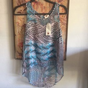 NWT LF ONE CLOTHING SHEER GEOM PAT RETRO 90s TOP S